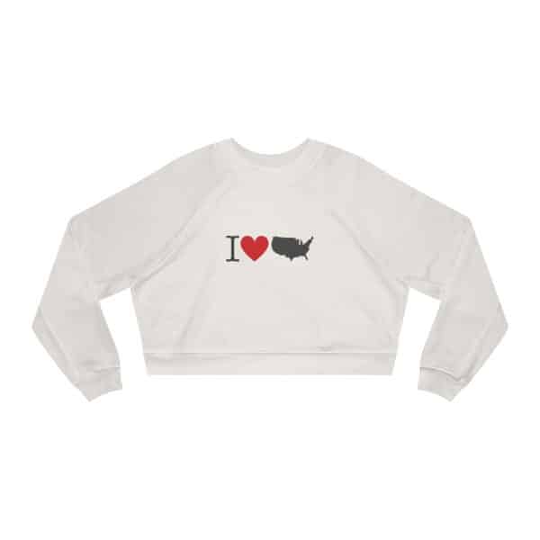 I Love USA Women's Cropped Fleece Pullover - Image 5