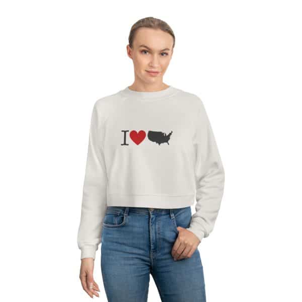 I Love USA Women's Cropped Fleece Pullover - Image 7