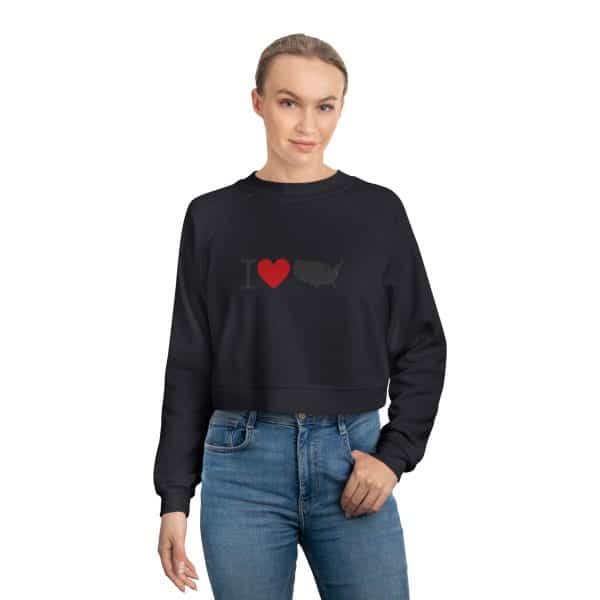 I Love USA Women's Cropped Fleece Pullover - Image 15