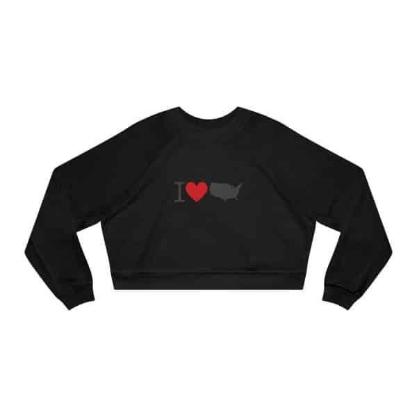 I Love USA Women's Cropped Fleece Pullover