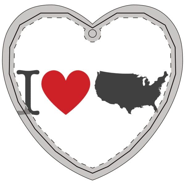 I Love USA Crystal Glass Ornament