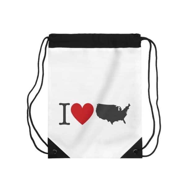 I Love USA Drawstring Bag