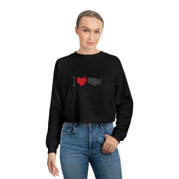I Love USA Women's Cropped Fleece Pullover - Image 3