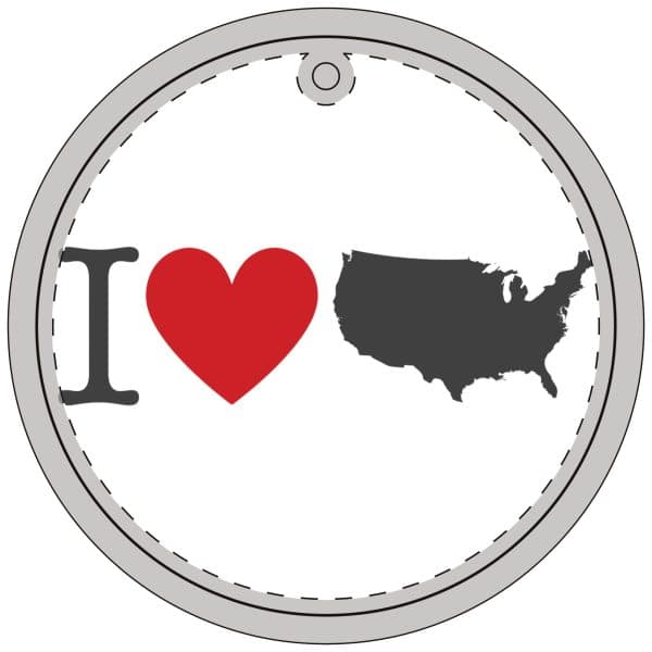 I Love USA Crystal Glass Ornament - Image 2