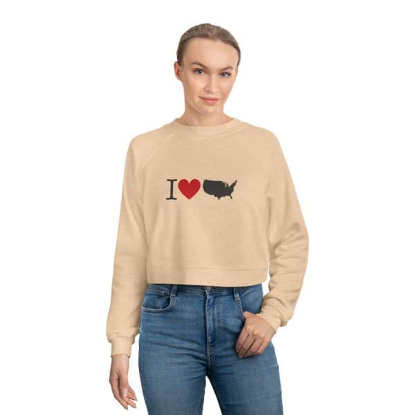 I Love USA Women's Cropped Fleece Pullover - Image 11