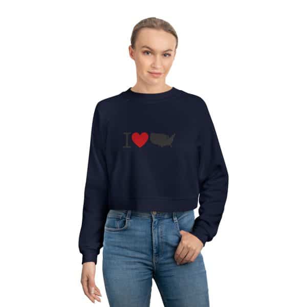 I Love USA Women's Cropped Fleece Pullover - Image 19