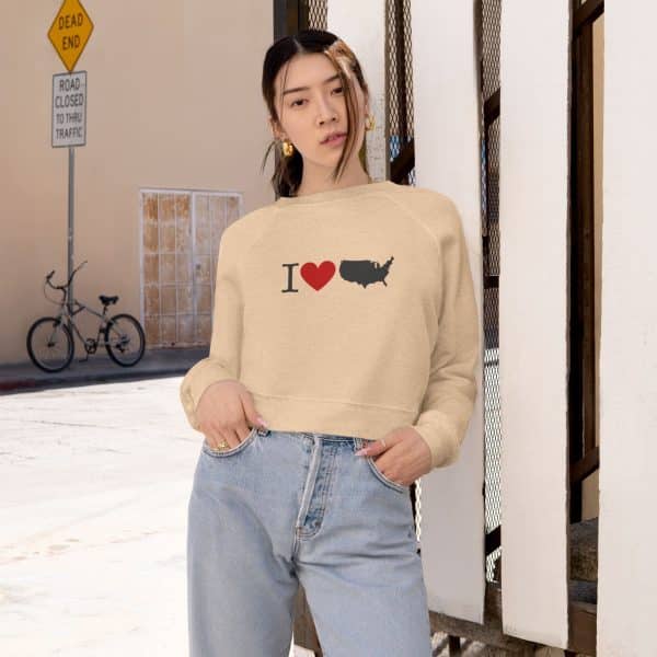 I Love USA Women's Cropped Fleece Pullover - Image 12